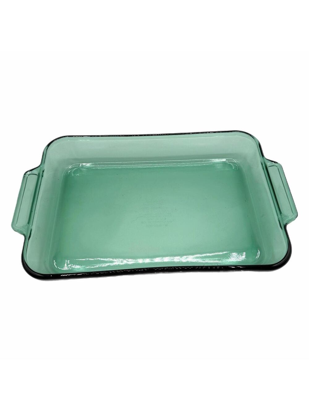 Vintage Anchor Hocking 3Qt Green Glass Rectangular Baking / Casserole Dish